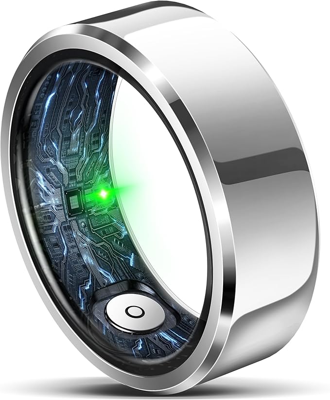 Smart Ring for Women Men, Fashion Minimalist Fitness Ring & Sleep Tracker Ring with Heart Rate, Blood Pressure,5ATM Waterproof Health Ring, No Subscription, Gifts for Women Men Gift (Silver,12)