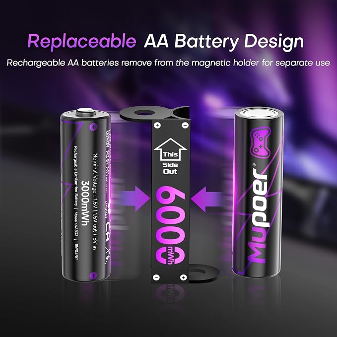 Rechargeable AA Batteries Lithium 8x3000mWh, Xbox Controller Battery Pack - Image 2
