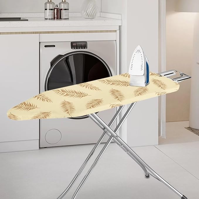 ZCFYGDX Ironing Board Covers,Elastic Edge 3 Bottom Nylon Buckle Straps, Stain Resistant & Resistant Scorch, Easy to Installation Fasteners Minimalist Palm Leaf Print Decor Size-2XL 18 x 58