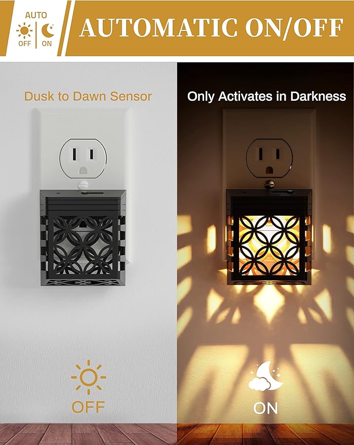 DORESshop Plug-in Night Lights [2 Pack], Dusk to Dawn Sensor, Adjustable Brightness, Decorative Nightlight for Bathroom, Hallway, Stairway, Soft White