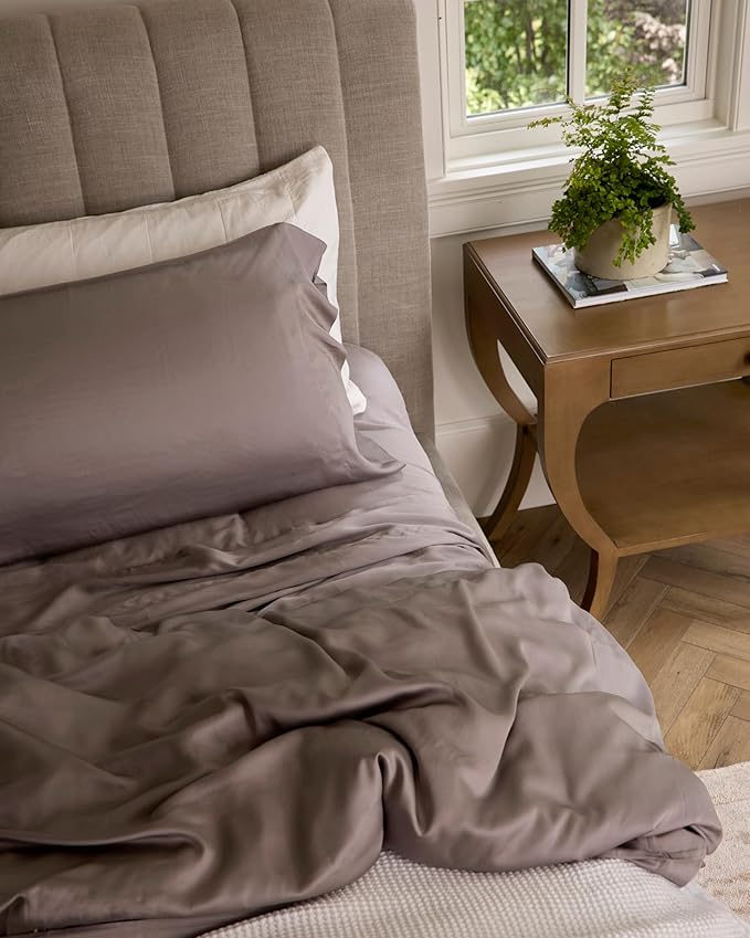 Cozy Earth Luxury Bed Sheet Set - 100% Viscose from Bamboo Fabric, Ultra-Soft & Breathable, Fits Regular & Deep Pocket Mattresses up to 20" - 4 Pieces California King Sheet Set Walnut
