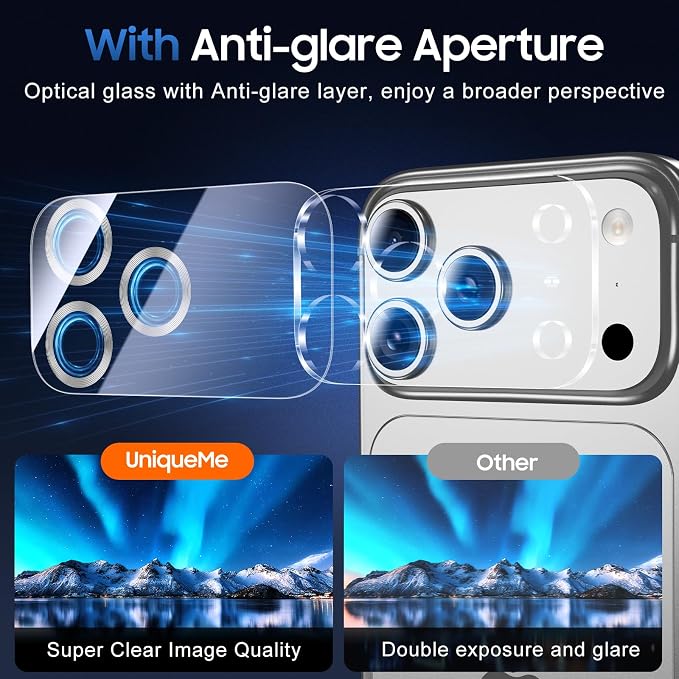 UniqueMe Compatible for 3 Pack iPhone 17 Pro Camera Lens Protector - Image 4