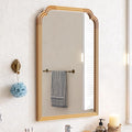 Wood Frame Wall Mirror for Bathroom, Rounded Corner Arch Rectangle Mirror for Entryway, Living Room or Bedroom Home Decor - Light Woodgrain [20" x 30" Natural Color]