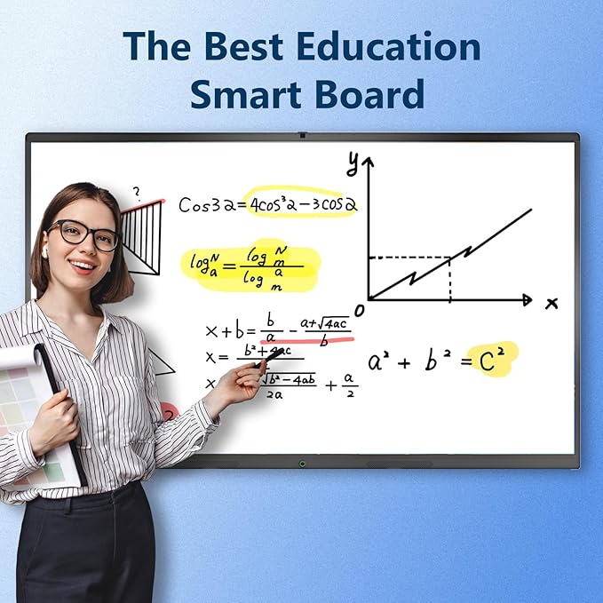 YIXZSWD Smart Board,55 Inch Interactive Whiteboard 4K Touchscreen Built in Ultra High Definition Camera Open App Ecosystem, Digital Presentation Electronic Smart WhiteBoard for Classroom Home Office