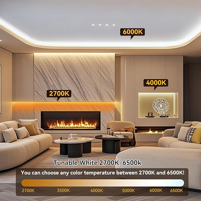 Pandery COB LED Strip Light,CCT Dimmable Strips Light,2700K-6500K,6.56ft/2m,8mm Wide,CRI90+ 24V LED Strips Kit with Bluetooth APP Control/Music Mode,for Bedroom,Kitchen,DIY Lighting