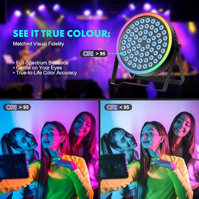 Sklydron RGB Stage Par Can Light with Light Strip-90W LED Stage Lighting with Remote,DMX512 Sound Activated & Auto Strobe Jump Modes Uplights for Bands Events Church Wedding DJ Party & Stage Show