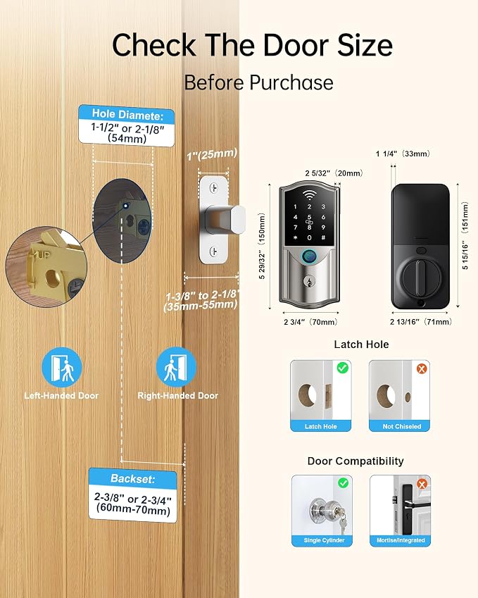 Built-in WiFi Smart Deadbolt Lock - Image 8
