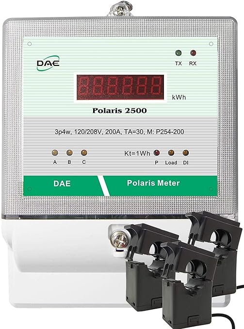 DAE P254-200 KIT, UL kWh Smart Submeter, 3 Phase, 200A, 120/208v, 3 Split Core CTs,RS485