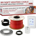 LuxHeat 80sqft Floor Heating Cable Kit - 240v Radiant Floor Heat System - Heated Flooring System Includes UDG4 Programmable Thermostat w/GFCI, Heating Cable, Strapping, Flooring Sensor & Alarm