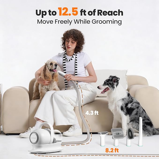 Neakasa P1 Pro Pet Grooming Kit & Vacuum Suction 99% Pet Hair, Professional Clippers with 5 Proven Grooming Tools for Dog and Cat