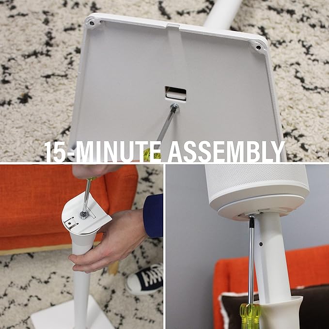 Sanus Speaker Stand for Sonos Era 100™ - Fixed Speaker Stand w/Easy 3 Step Install -Includes All Hardware, Carpet Spikes & Rubber Feet - White
