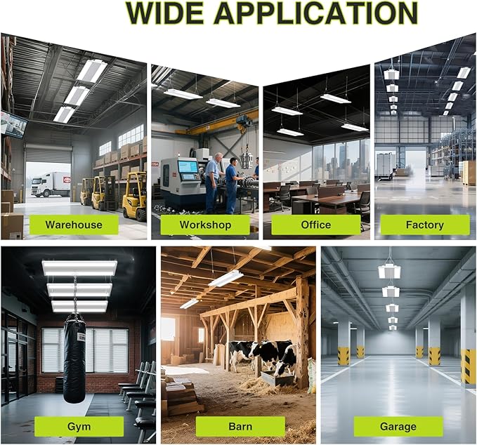 LED Linear High Bay Shop Light 210W, Larger Central Lighting Area, 31500LM, 120-277V, 0-10V, 5000K, Commercial Linear High Bay Led Shop Lights for Warehouse Industrial Garage Workshops, 4 Pack, UL