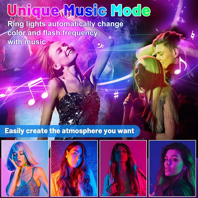 STALLY 13.3" Ring Light with Stand, Music Mode, 3 CCT Modes & 96 RGB Color Modes - Image 3