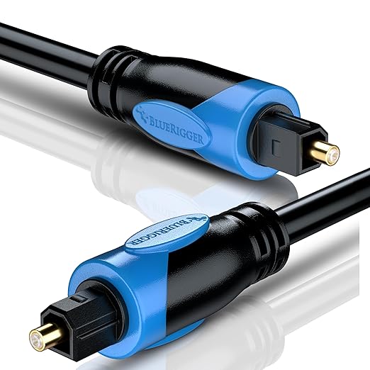 BlueRigger Digital Optical Audio Toslink Cable (6FT - 2 Pack, Fiber Optic Cord, in-Wall CL3 Rated, 24K Gold-Plated) - Compatible with Home Theatre, Sound Bar, TV, Xbox, PlayStation PS4