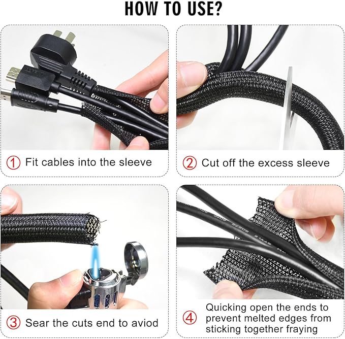 Moxita 10ft - 3/8 inch Cord Protector Cable Sleeve Split Wire Loom Tubing for Power Cord Audio USB Cable, Cord Sleeve Cable Management for TV Computer, Cord Protectors from Pets Chewing, Black