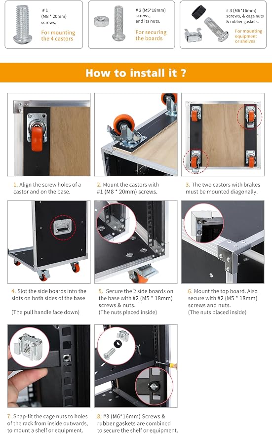 AV Gear Rack 8U Home Audio & Video Stage Stereo Equipment Storage Cabinet Stand - Image 7