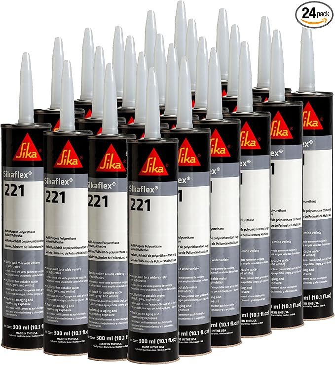 Sika Sikaflex-221 - Aluminum Gray - Multi-Purpose Polyurethane sealant/Adhesive - Creates Permanent Elastic Seal - Sandable/paintable - Non-Corrosive - 10.1 fl. Oz (Pack of 24)