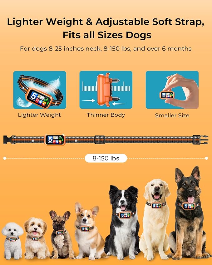 2 Pack Anti Dog Bark Collar for Large Medium Small Dogs,1s Fast Stop Barking Rechargeable Smart Bark Collar, Anti Barking Training Collar with 4 Training Modes & 5 Sensitivity Level