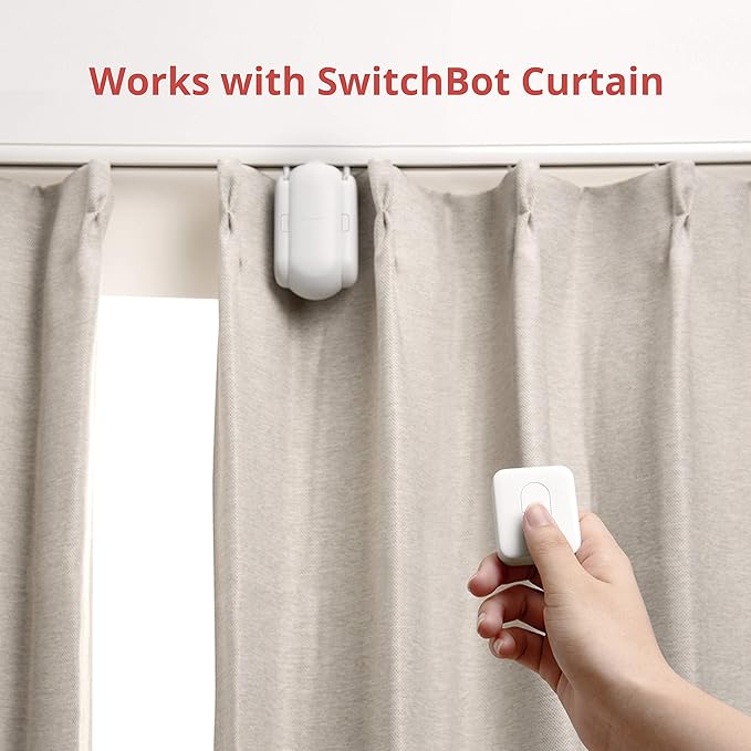 SwitchBot Automatic Curtain Opener with Remote - Bluetooth Remote Control Smart Curtain with App, Upgraded High-Performance Motor, Add SwitchBot Hub to Work with Alexa, Google Home, HomeKit (Curtain 3