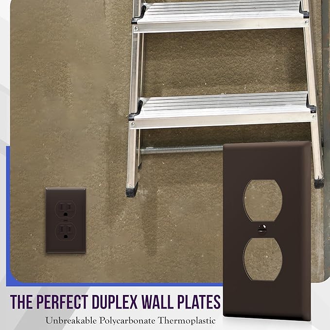 ENERLITES Duplex Receptacle Outlet Wall Plate, Gloss Finish, Size 1-Gang 4.50" x 2.76", Unbreakable Polycarbonate Thermoplastic, UL Listed, 8821-BR-10PCS, Brown (10 Pack)