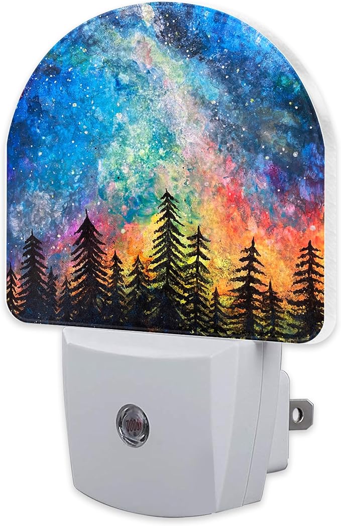 sndheke Northern Lights and Forest Night Light for Kids,Milky Way Galaxy Trees Night Light Plug in with Dusk to Dawn Sensor,0.5w Energy Saving Nightlight for Hallway Stairway Kitchen Bedroom