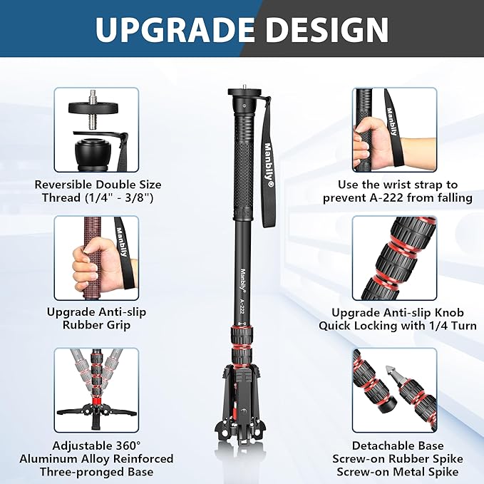 Manbily Extendable Camera Aluminum Monopod - Image 3