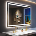 YEELAIT 60x40 Inch LED Bathroom Mirror with Lights Front and Backlit Lighted Vanity Mirror for Bathroom Wall with 3 Colors Dimmable Anti-Fog Memory Shatter-Proof IP54 Waterproof Horizontal/Vertical