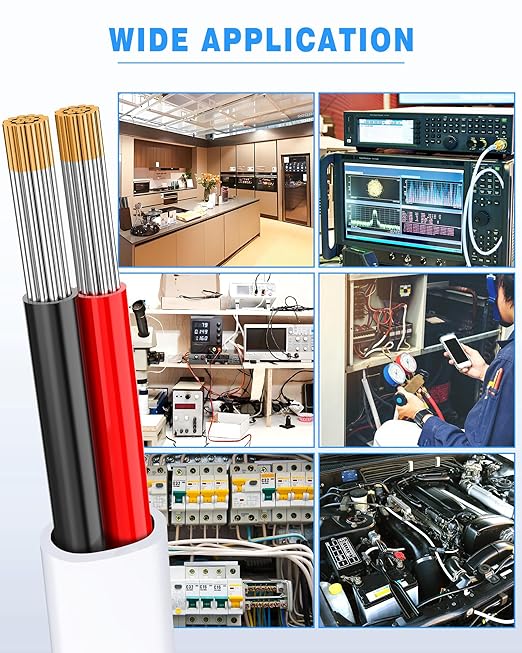 NAOVEO 10 Gauge Wire 2 Conductor Electrical Wire, 10 AWG Stranded PVC Tinned Copper Cable, Flexible/Low Voltage Automotive Wiring for LED Lamps, Marine, Speaker, Appliances (50FT)