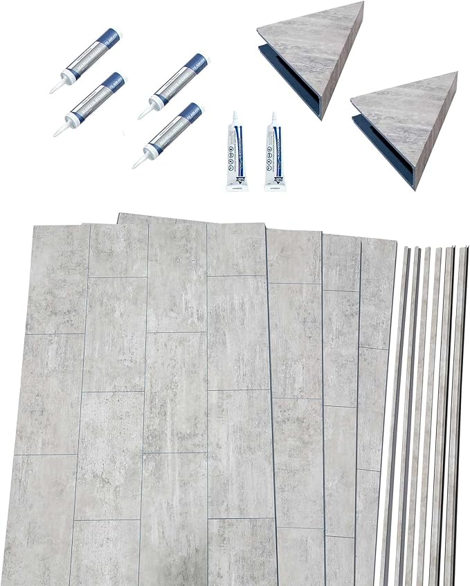 Palisade 78in x 60in x 32in Waterproof Vinyl Shower Surround Kit with Accessories in Urban Coast