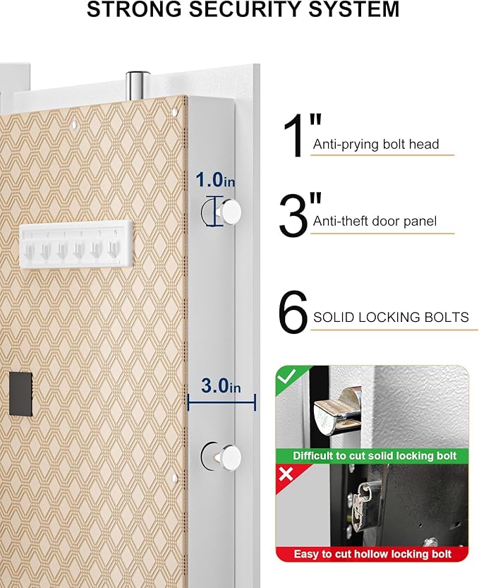 TIGERKING 17.6 Cu Ft Extra Large Home Security Safe – Touchscreen Lock, Heavy-Duty Steel Construction, Internal Compartment, Jewelry & Luxury Items, Ideal for Home or Office (White, Modern Design)
