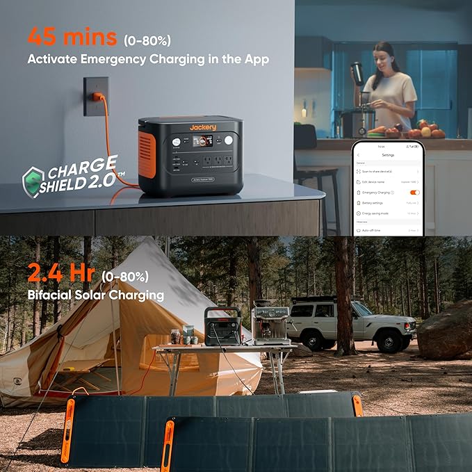 Jackery Explorer 1000 v2 Portable Power Station,1070Wh LiFePO4 Battery,1500W AC/100W USB-C Output, 1 Hr Fast Charge, Solar Generator for Camping,Emergency, RV, Off-Grid Living(AC Cable Included)