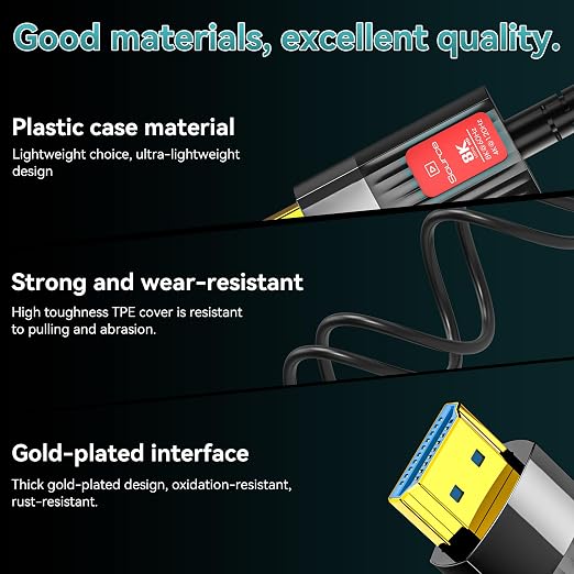 Fiber Optic HDMI Cable 200FT/61M, Long HDMI 2.1 Cable Support 48Gbps High Speed - Image 4