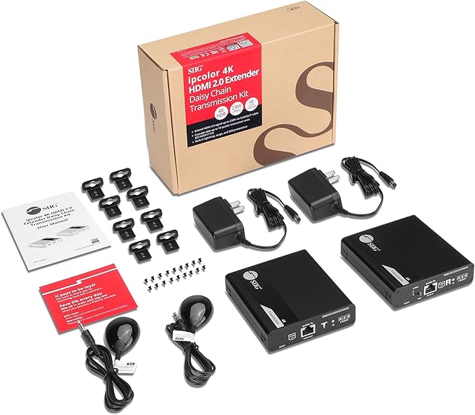 SIIG 230ft 4K HDMI Extender with Loop-Out & Daisy Chain, HDMI 2.0 HDR Balun, HDCP 2.2, EDID Learning, Near Zero Latency, ARC & Audio Extractor, Mounting Kit (CE-H26M11-S1)