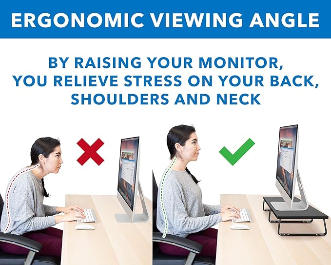 Mount-It! 39" Extra Long Dual Monitor Stand Riser – Ergonomic Desk Organizer for 2 Monitors, Laptop, TV, or Printer – Heavy-Duty Steel & Wood Desktop Shelf with Storage – Supports 44 Lbs – Black
