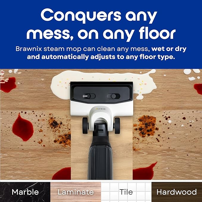 BRAWNIX Wet Dry Vacuum and Mop for Hard Floors | Digital Display | Great for Sticky Messes, Pet Hair, Picks Up Debris & Deep Scrubs | Self Cleaning | Vacuum Cleaner for Hard Floors and Area Rugs