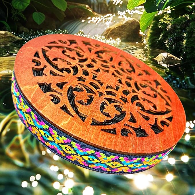 8'' Water Stream Drum | Rain Disk "Water-Fall" | Instrument for Sound Therapy | Ocean Drum | Sonic Energy Wave Drum | Yoga Meditation | Release Pressure | Music Healing Instrument (With Display Stand)