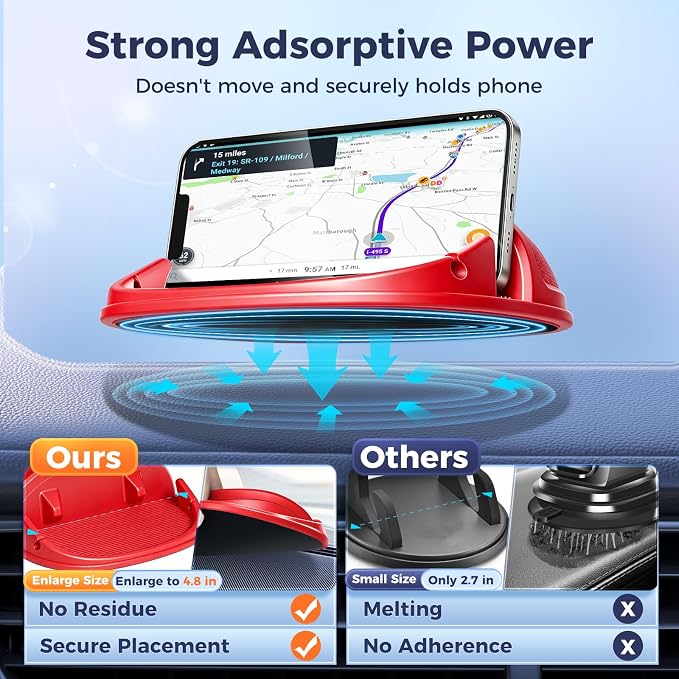 Loncaster Car Phone Holder, Car Phone Mount Silicone Car Pad Mat - Image 2
