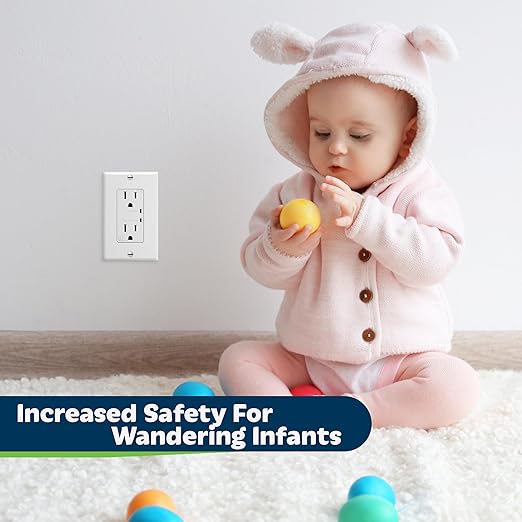 TOPGREENER Decorator Receptacle Outlet w/Surge Protector and Grounding Indicator, Child Safe, Tamper-Resistant, Self-Grounding, 900 Joules, 2-Pole, 15A 125V, UL Listed, TGTRSS215R-2PCS
