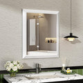 SMIROR Matte White Bathroom Mirror for Over Sink, 24”x 28” Metal Thick Framed Rectangle Vanity Mirror for Wall, Right Angle Corner, Anti-Rust, Horizontally or Vertically Mounted