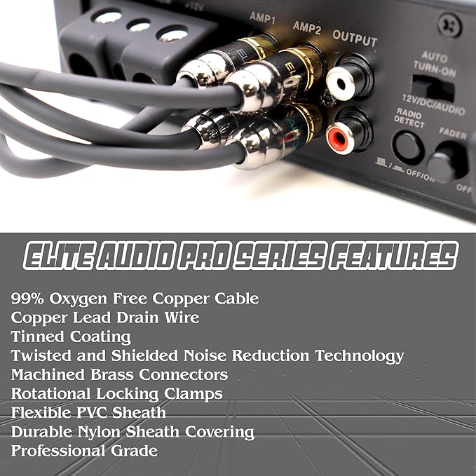 Elite Audio Pro Series 1.5 ft. 100% OFC Copper RCA Cable Y-Adapter - Single Male to Dual Female RCA - Enhanced Sound, Reduced Interference & Versatile Compatibility (Model: EA-PROY2F)