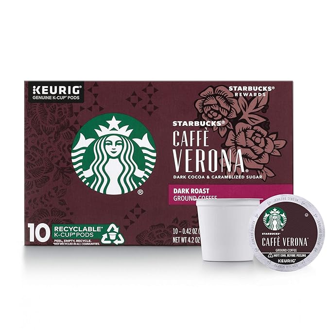 Starbucks Dark Roast K-Cup Coffee Pods — Caffè Verona for Keurig Brewers — 1 box (10 pods)