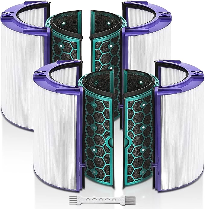Katerelis 2 Pack Replacement True Filter for Dyson TP04 TP06 TP07 TP09 TP10 HP04 HP06 HP07 HP09 HP10 PH01 PH02 PH04, Fan Sealed Two Stage 360° Filter System Pure Cool & Activated Carbon