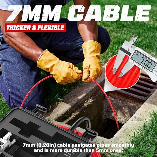 HBUDS Sewer Camera, Self Leveling Drain Camera 200ft with Meter Counter, 7mm Thick Cable, 9" HD Screen 1080P Plumbing Cameras Snake with Light, 5100mAh Battery Duct Pipe Video Inspection Cam DVR 32GB