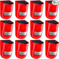 Qualirey 12 Pack Solar Sound and Light Alarm Motion Sensor 129db Outdoor Security Siren Waterproof Motion Activated Detector Alarm 6 LEDs Flash Warning Strobe System for Home, Farm (Red)
