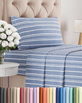 Twin XL Size 3 Piece Sheet Set - Comfy Breathable & Cooling Bed Sheets Set - Hotel Luxury Bedding for Women, Men, Kids, Teens, Boys & Girls - Deep Pockets and Wrinkle Free - Oeko-Tex - Blue Stripes 3