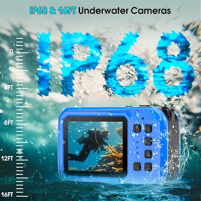4K 64MP Floatable Underwater Camera, 16FT Waterproof Autofocus Digital Camera - Image 3