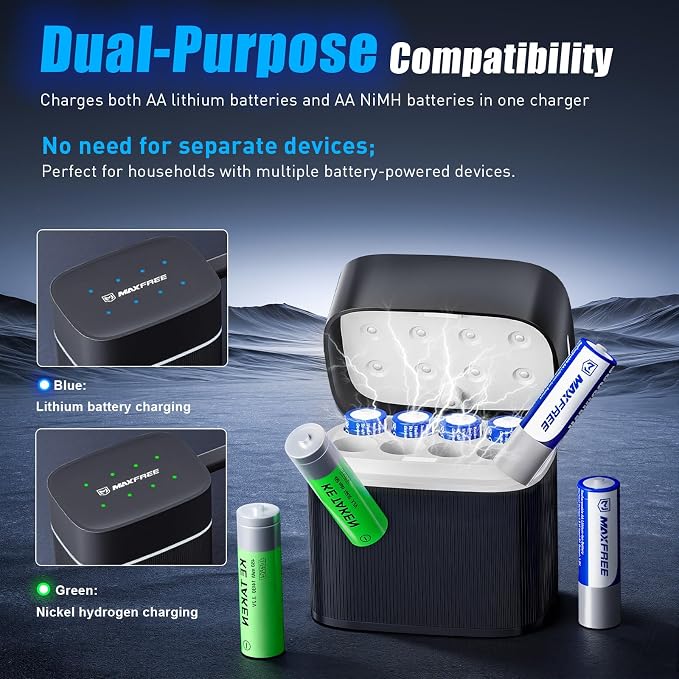 Maxfree 8-Pack Rechargeable AA Lithium Batteries - Image 2