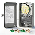 T104R 24-Hour Mechanical Time Switch, 208-277V, 40A, DPST, NEMA 3R Outdoor Steel Enclosure, Gray – Heavy Duty Timer for Pool Pumps, Heaters, and Industrial Motors