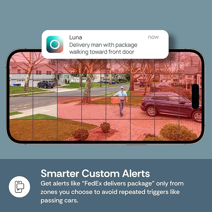 Luna 2K QHD Security Camera Indoor/Outdoor, 2.4GHzWired IP65 WiFi Camera for Home Security, Color Night Vision, Spotlight/Siren, AI Motion Detection, Smart Alerts, App Control (1, Black)