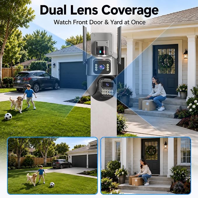 Outdoor Camera, Dual Lens PTZ 6MP Security Camera Outdoor, 6X Digital Zoom - Image 2